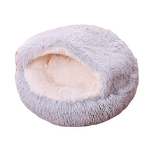 Lade das Bild in den Galerie-Viewer, TQGOLD Katzenhöhle Kuschelbett 80 cm gepolstert Baumwolle grau