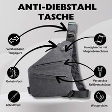 Lade das Bild in den Galerie-Viewer, TQGOLD Umhängetasche diebstahlsicher 3 Fächer Schultergurt Unisex