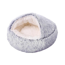Lade das Bild in den Galerie-Viewer, TQGOLD Katzenhöhle Kuschelbett 80 cm gepolstert Baumwolle grau