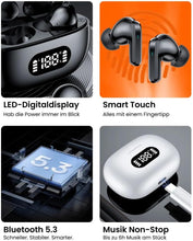 Lade das Bild in den Galerie-Viewer, TQGOLD True Wireless In-Ear Kopfhörer Bluetooth 5.3 Touch Control