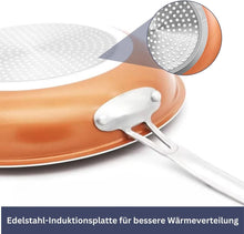 Lade das Bild in den Galerie-Viewer, QGOLD Deluxe Kupfer‑Pfanne 25cm | Optimale Wärmeverteilung, für alle Herdarten & backofenfest