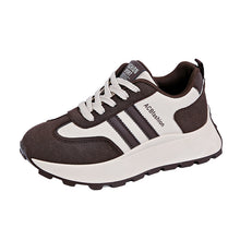 Lade das Bild in den Galerie-Viewer, Platform Sneakers for Women - Fashion Leather Chunky Lace up Wedge Tennis Shoes Increasing
