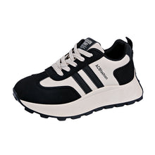 Lade das Bild in den Galerie-Viewer, Platform Sneakers for Women - Fashion Leather Chunky Lace up Wedge Tennis Shoes Increasing
