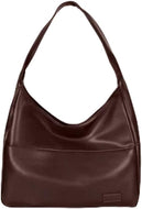TQGOLD Damen Schultertasche Vegan Leder Shopper Reißverschluss braun