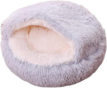 Lade das Bild in den Galerie-Viewer, TQGOLD Katzenhöhle Kuschelbett 80 cm gepolstert Baumwolle grau
