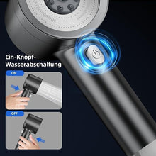 Lade das Bild in den Galerie-Viewer, TQGOLD Filter Duschkopf 4 Strahlarten Ein-Knopf-Stopp grau
