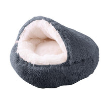 Lade das Bild in den Galerie-Viewer, TQGOLD Katzenhöhle Kuschelbett 80 cm gepolstert Baumwolle grau
