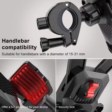 Lade das Bild in den Galerie-Viewer, TQGOLD Handyhalterung Fahrradsattel drehbar robust Kunststoff schwarz
