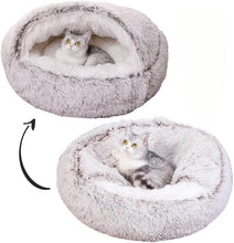 Lade das Bild in den Galerie-Viewer, TQGOLD Katzenhöhle Kuschelbett 80 cm gepolstert Baumwolle grau
