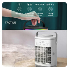 Lade das Bild in den Galerie-Viewer, TQGOLD Mobiler Luftkühler 5-in-1 700ml Timer LED Touch weiß
